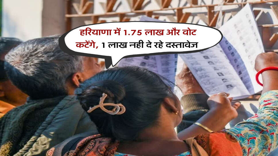 SIR Haryana : हरियाणा में 1.75 लाख और वोट कटेंगे, 1 लाख नही दे रहे दस्तावेज