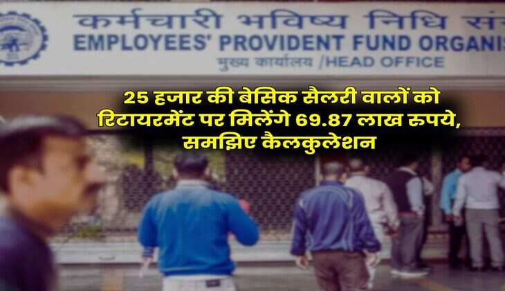 EPFO : 25 हजार की बेसिक सैलरी वालों को रिटायरमेंट पर मिलेंगे 69.87 लाख रुपये, समझिए कैलकुलेशन