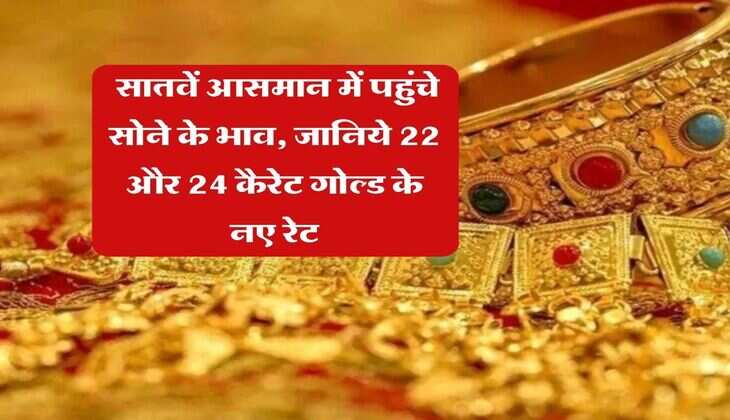gold price hike : सातवें आसमान में पहुंचे सोने के भाव, जानिये 22 और 24 कैरेट गोल्ड के नए रेट