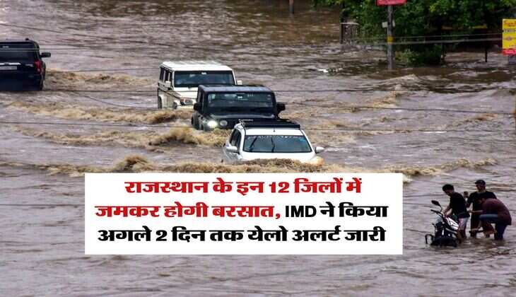 Rajasthan Rain : राजस्थान के इन 12 जिलों में जमकर होगी बरसात, IMD ने किया अगले 2 दिन तक येलो अलर्ट जारी