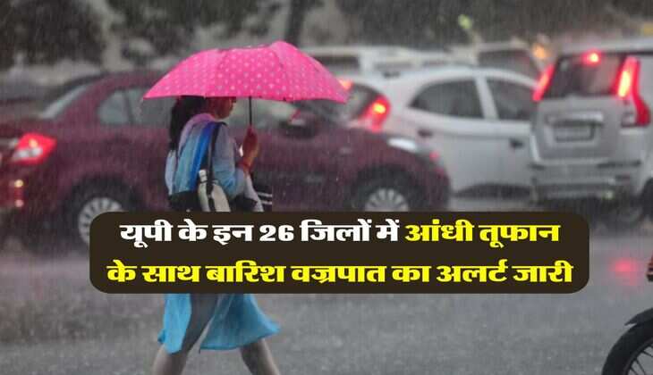 up ka mausam : यूपी के इन 26 जिलों में आंधी तूफान के साथ बारिश वज्रपात का अलर्ट जारी, 60 किलोमीटर की रफ्तार से चलेंगी हवाएं
