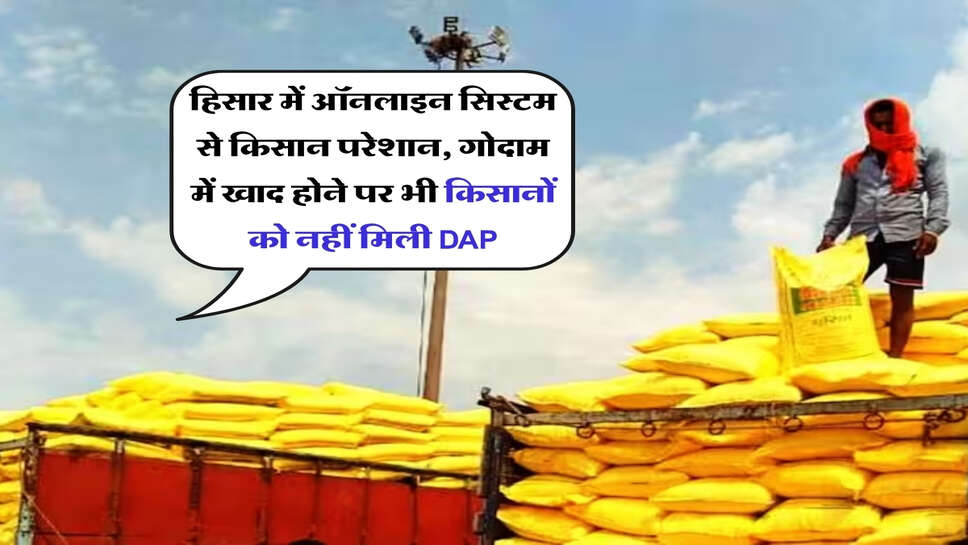 हिसार में ऑनलाइन सिस्टम से किसान परेशान, गोदाम में खाद होने पर भी किसानों को नहीं मिली DAP