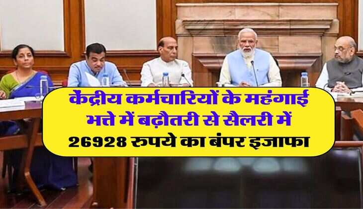 DA revised : केंद्रीय कर्मचारियों के महंगाई भत्ते में 4 प्रतिशत की बढ़ौतरी से सैलरी में 26928 रुपये का बंपर इजाफा