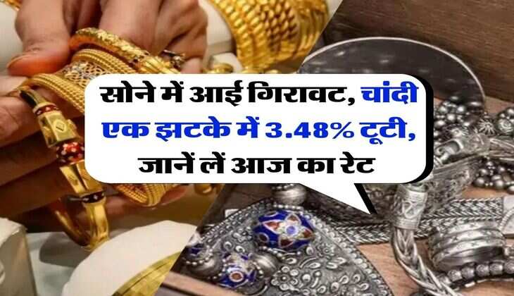 Gold Silver Rate : सोने में आई गिरावट, चांदी एक झटके में 3.48% टूटी, जानें लें आज का रेट 