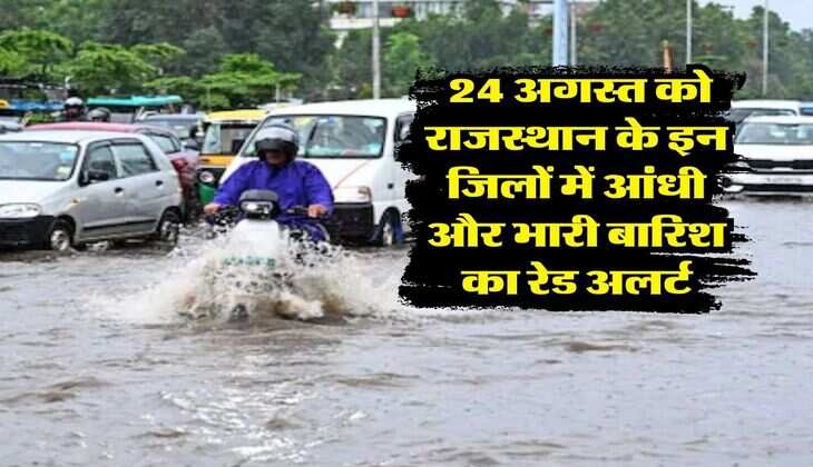 Rain Alert : 24 अगस्त को राजस्थान के इन जिलों में आंधी और भारी बारिश का रेड अलर्ट