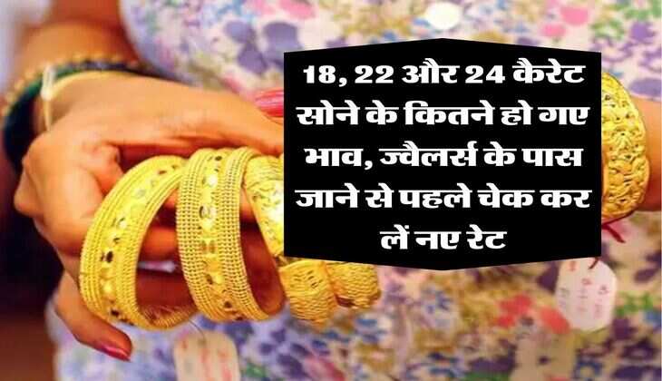 Gold Price : 18, 22 और 24 कैरेट सोने के कितने हो गए भाव, ज्वैलर्स के पास जाने से पहले चेक कर लें नए रेट